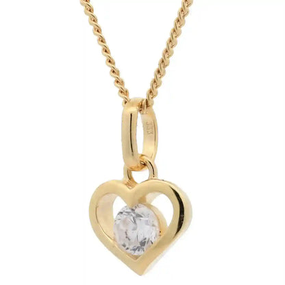 Anhänger Herz massiv 333 -8 Karat Gold mit vergoldeter Silberkette