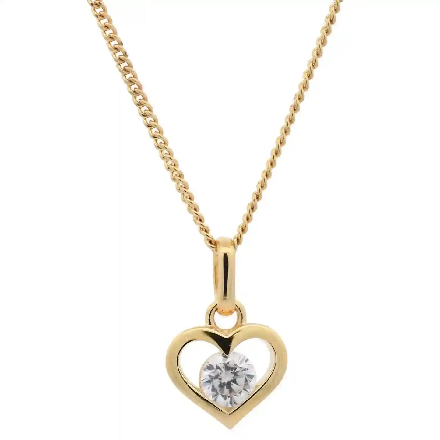 Anhänger Herz massiv 333 -8 Karat Gold mit vergoldeter Silberkette