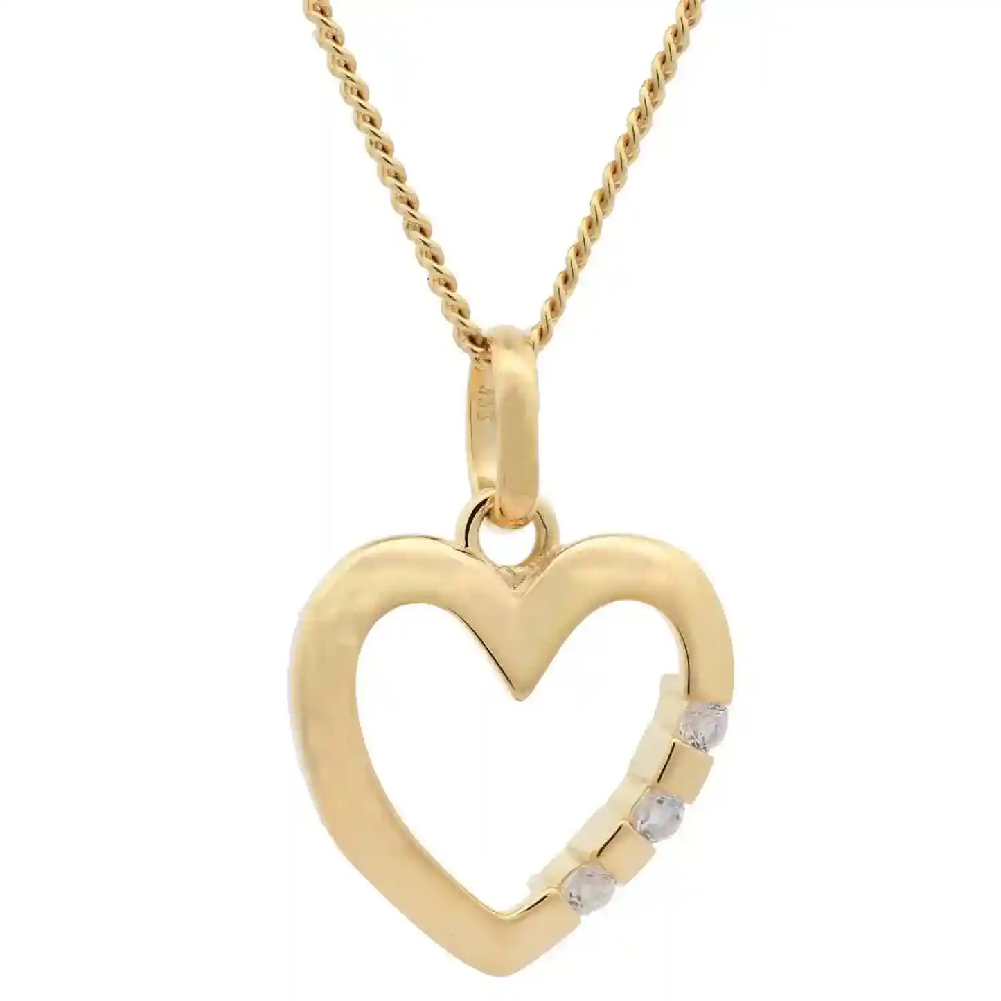 Anhänger Herz massiv 333 -8 Karat Gold mit vergoldeter Silberkette