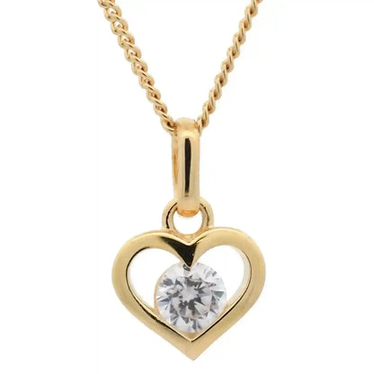 Anhänger Herz massiv 333 -8 Karat Gold mit vergoldeter Silberkette