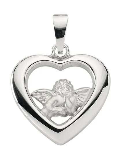 Anhänger Herz mit Engel Amor Kettenanhänger 925 Sterlingsilber rhodini - Firma Holzenplotz - Silberketten - Goldketten.de