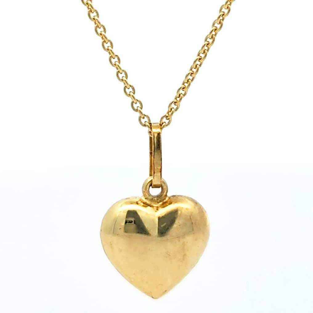 Anhänger Herz mit massiver Goldkette Ankerkette rund 1,1 mm 45 cm 333-