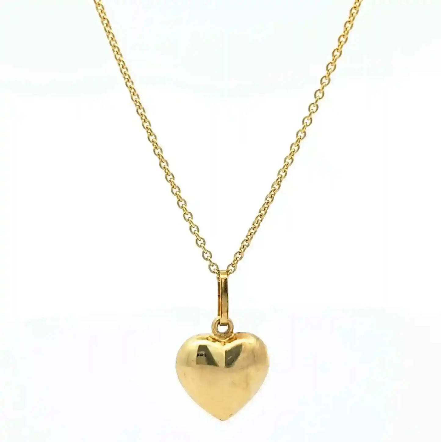 Anhänger Herz mit massiver Goldkette Ankerkette rund 1,1 mm 45 cm 333-