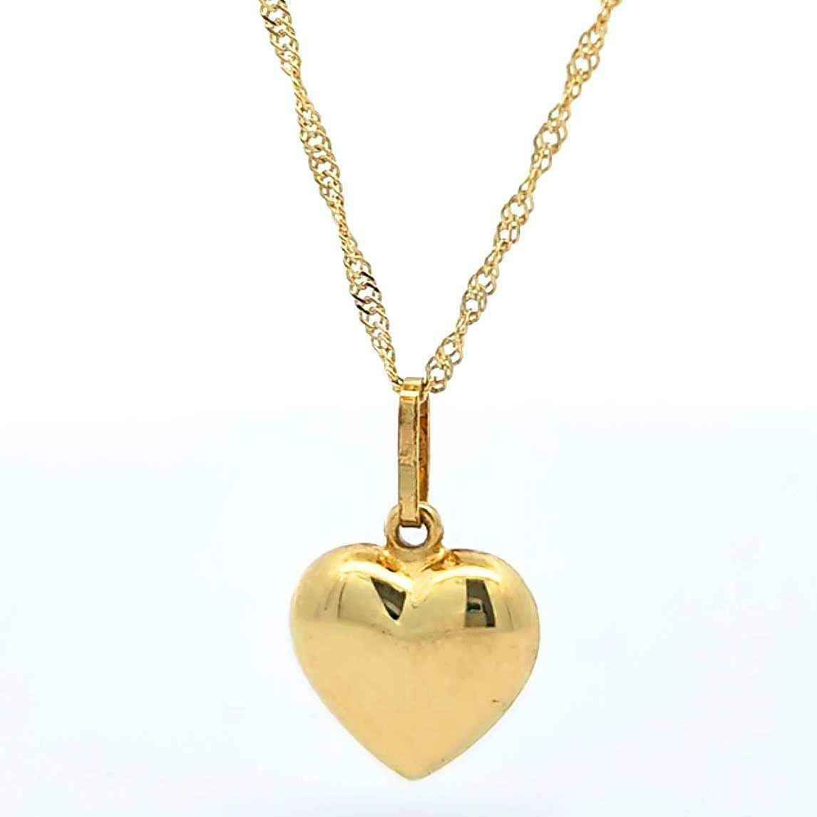 Anhänger Herz mit massiver Goldkette Singapurkette rund 1,2 mm 45 cm 3
