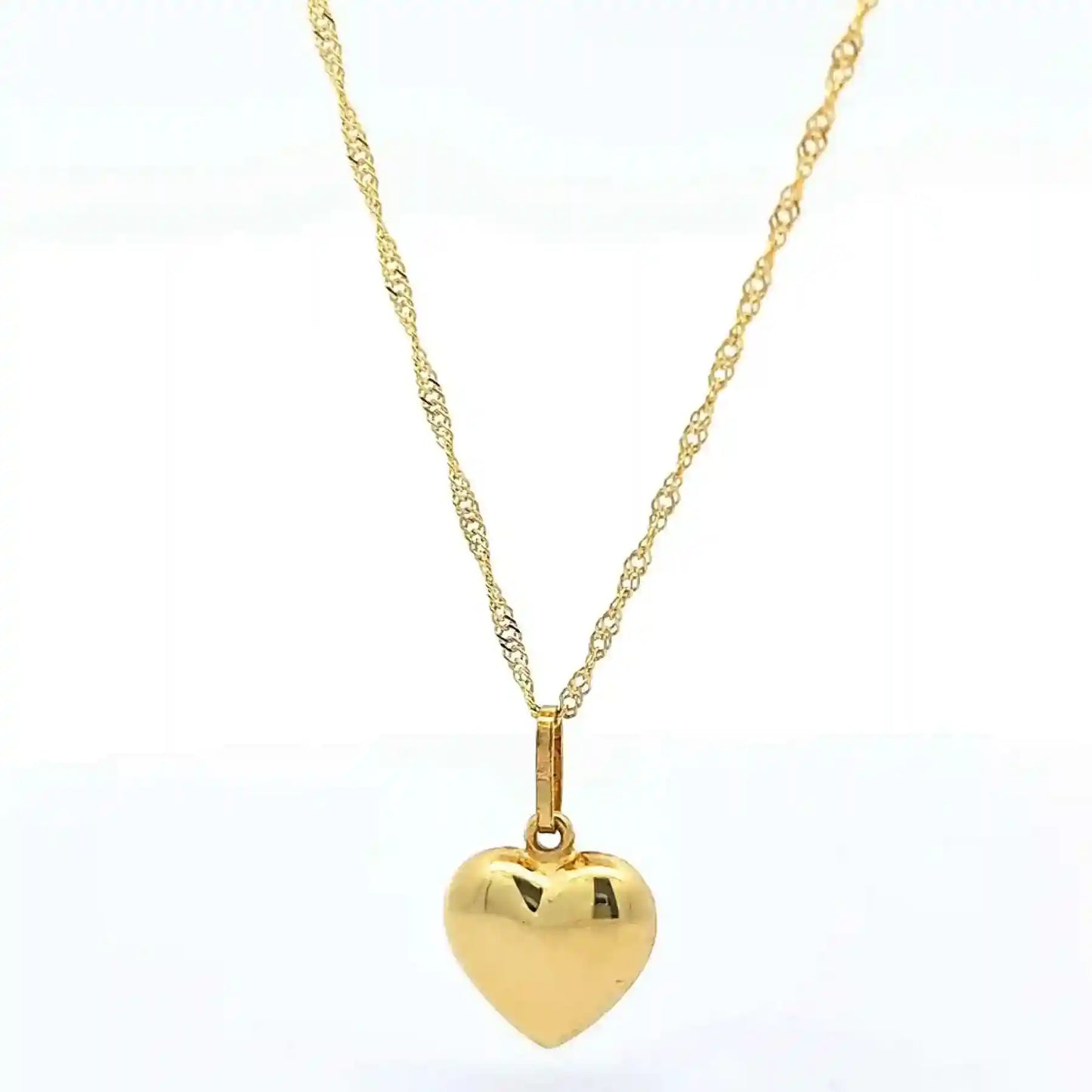 Anhänger Herz mit massiver Goldkette Singapurkette rund 1,2 mm 45 cm 3