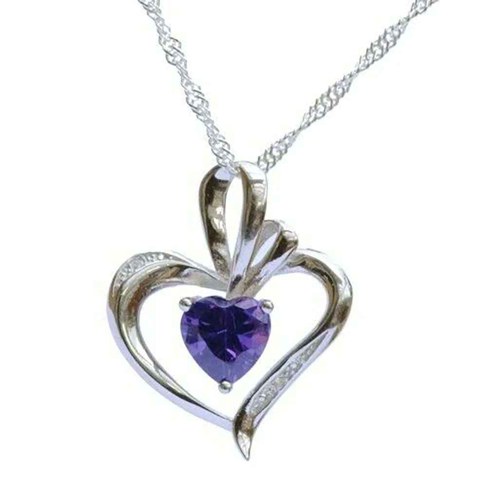 Anhänger Herz mit violettem Stein Zirkonia Crystal mit Singapurkette 9