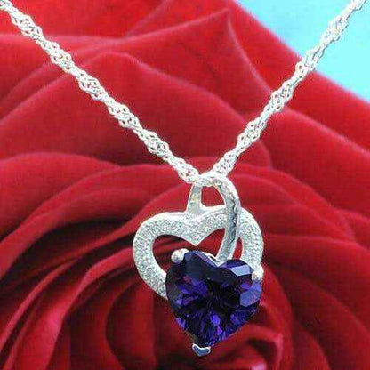 Anhänger Herz mit violettem Zirkonia Herz Crystal mit Singapurkette 92