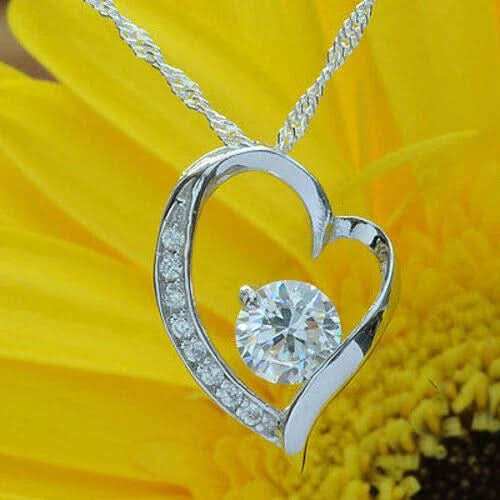 Anhänger Herz mit weißem Zirkonia Crystal mit Singapurkette 925 Silber
