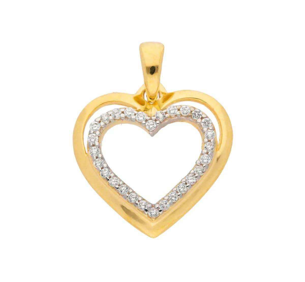 Anhänger Herz mit Zirkonia mit Kette 1,1 mm 333-8 Karat Gold - Firma Holzenplotz - Silberketten-Goldketten.de 