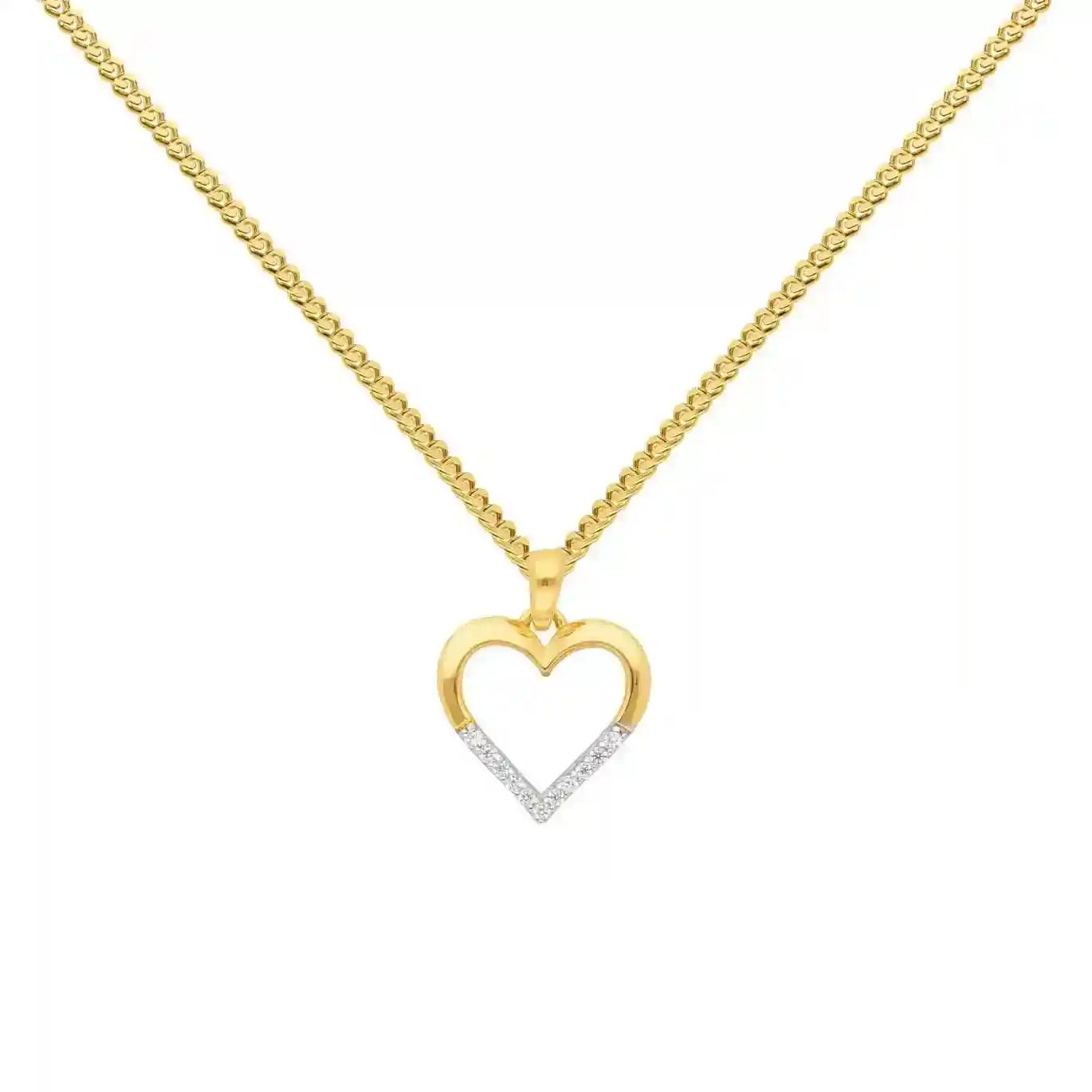 Anhänger Herz mit Zirkonia mit Kette 1,1 mm 333-8 Karat Gold - Firma Holzenplotz - Silberketten-Goldketten.de 