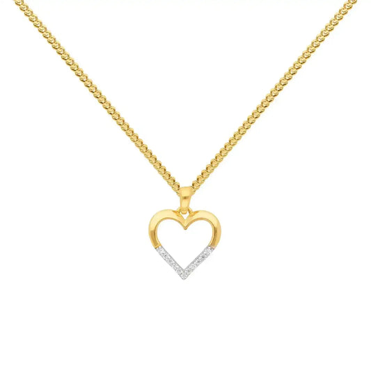 Anhänger Herz mit Zirkonia mit Kette 1,1 mm 333-8 Karat Gold