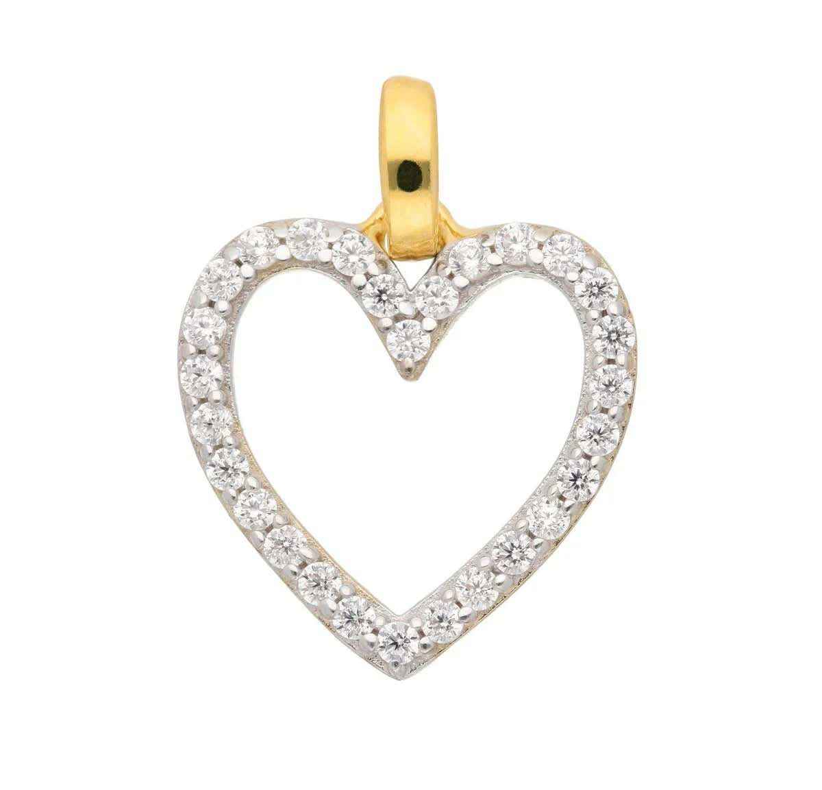 Anhänger Herz mit Zirkonia mit Kette 1,1 mm 333-8 Karat Gold - Firma Holzenplotz - Silberketten-Goldketten.de 