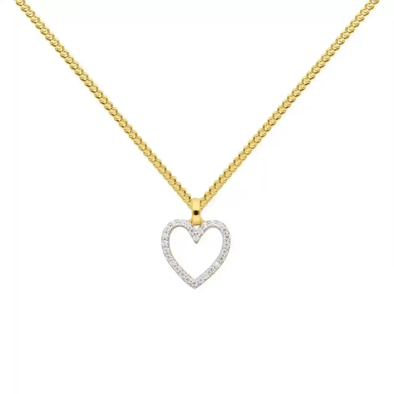 Anhänger Herz mit Zirkonia mit Kette 1,1 mm 333-8 Karat Gold - Firma Holzenplotz - Silberketten-Goldketten.de 