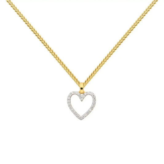 Anhänger Herz mit Zirkonia mit Kette 1,1 mm 333-8 Karat Gold