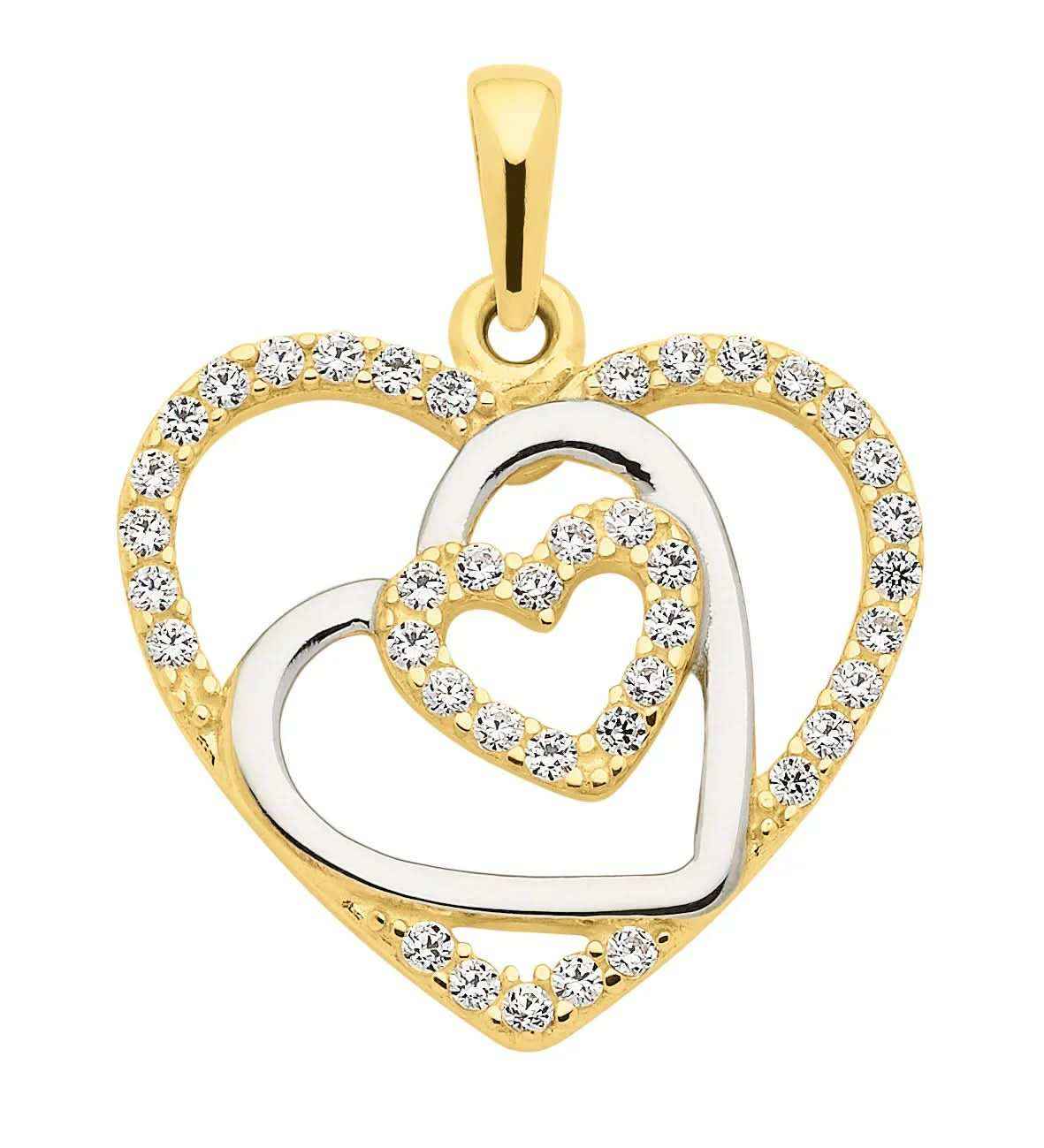 Anhänger Herz mit Zirkonia mit Kette 1,1 mm 333-8 Karat Gold