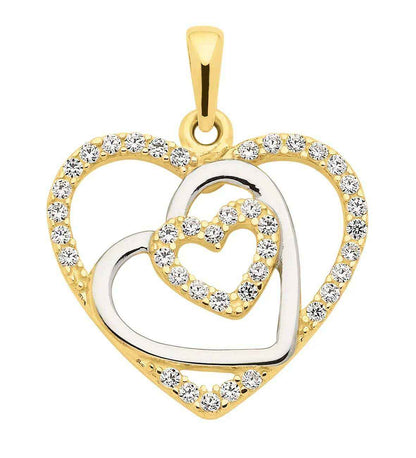 Anhänger Herz mit Zirkonia mit Kette 1,1 mm 333-8 Karat Gold