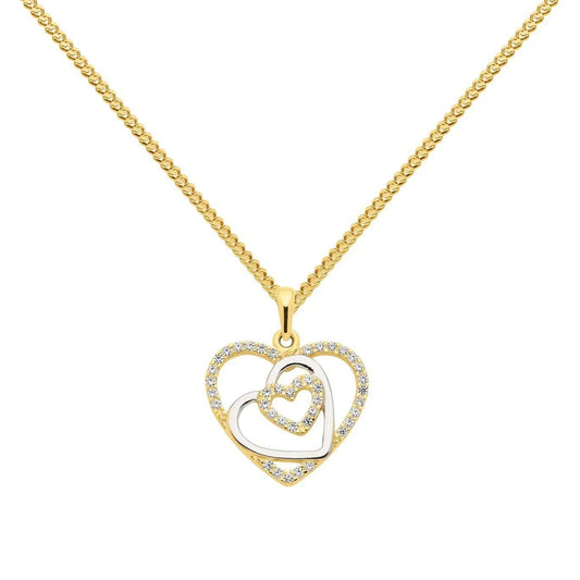 Anhänger Herz mit Zirkonia mit Kette 1,1 mm 333-8 Karat Gold