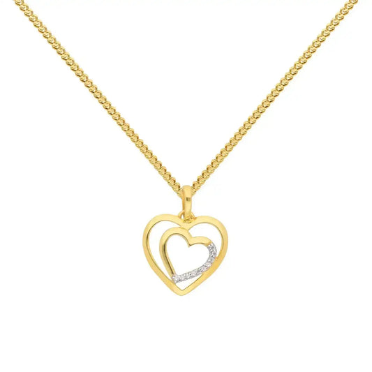 Anhänger Herz mit Zirkonia mit Kette 1,1 mm 333-8 Karat Gold