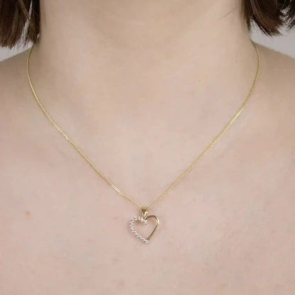 Anhänger Herz Zirkonia 333-8 Karat Gold mit vergoldeter Silberkette - Firma Holzenplotz - Silberketten-Goldketten.de 