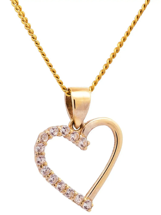 Anhänger Herz Zirkonia  333-8 Karat Gold mit vergoldeter Silberkette