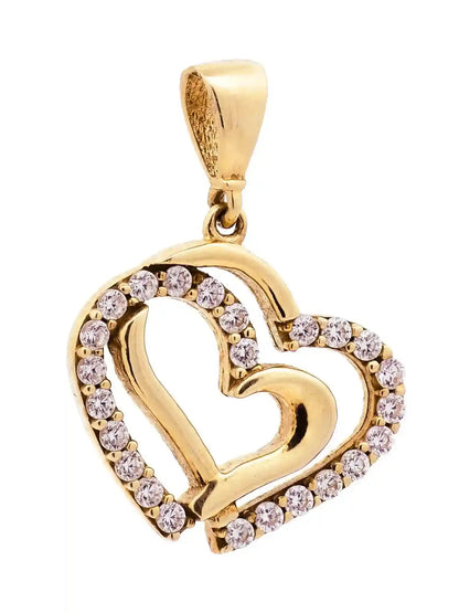 Anhänger Herz Zirkonia 333-8 Karat Gold mit vergoldeter Silberkette - Firma Holzenplotz - Silberketten-Goldketten.de 
