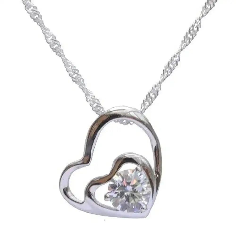 Anhänger Herz Zirkonia Crystal mit Singapurkette 925 Silber - Firma Holzenplotz - Silberketten - Goldketten.de