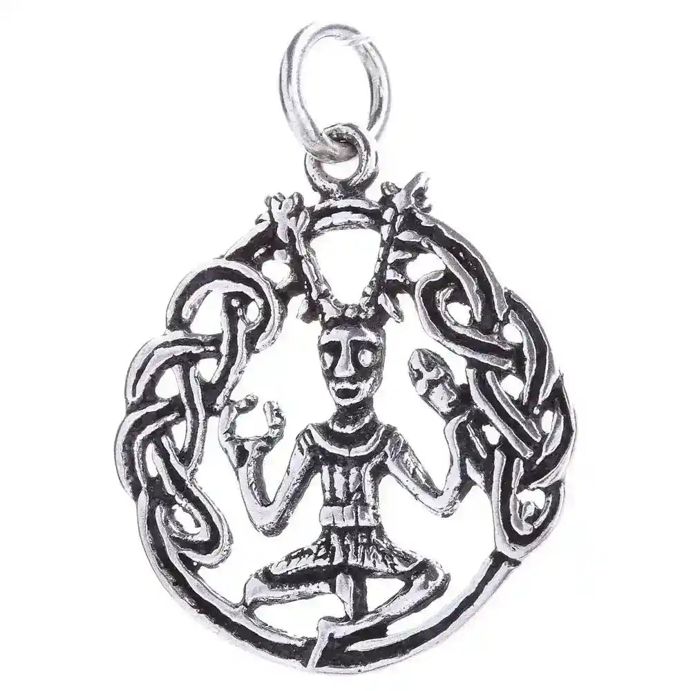 Anhänger Keltischer Cernunnos Waldgott Britisch 925er Silber mittel 36x26mm