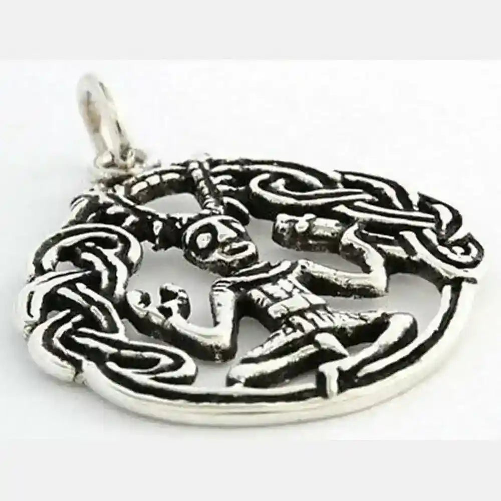 Anhänger Keltischer Cernunnos Waldgott Britisch 925er Silber mittel 36x26mm