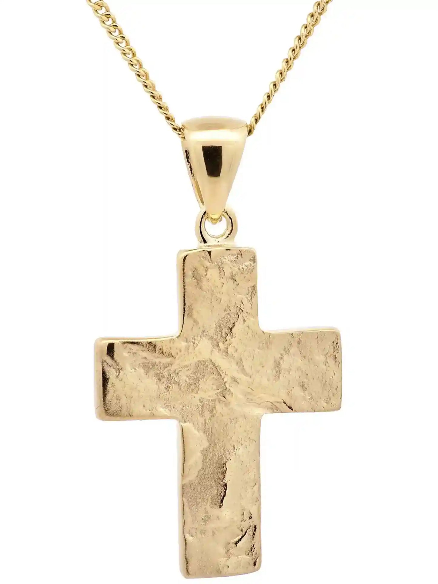 Anhänger Kreuz 333-8 Karat Gold mit vergoldeter Silberkette - Firma Holzenplotz - Silberketten-Goldketten.de 
