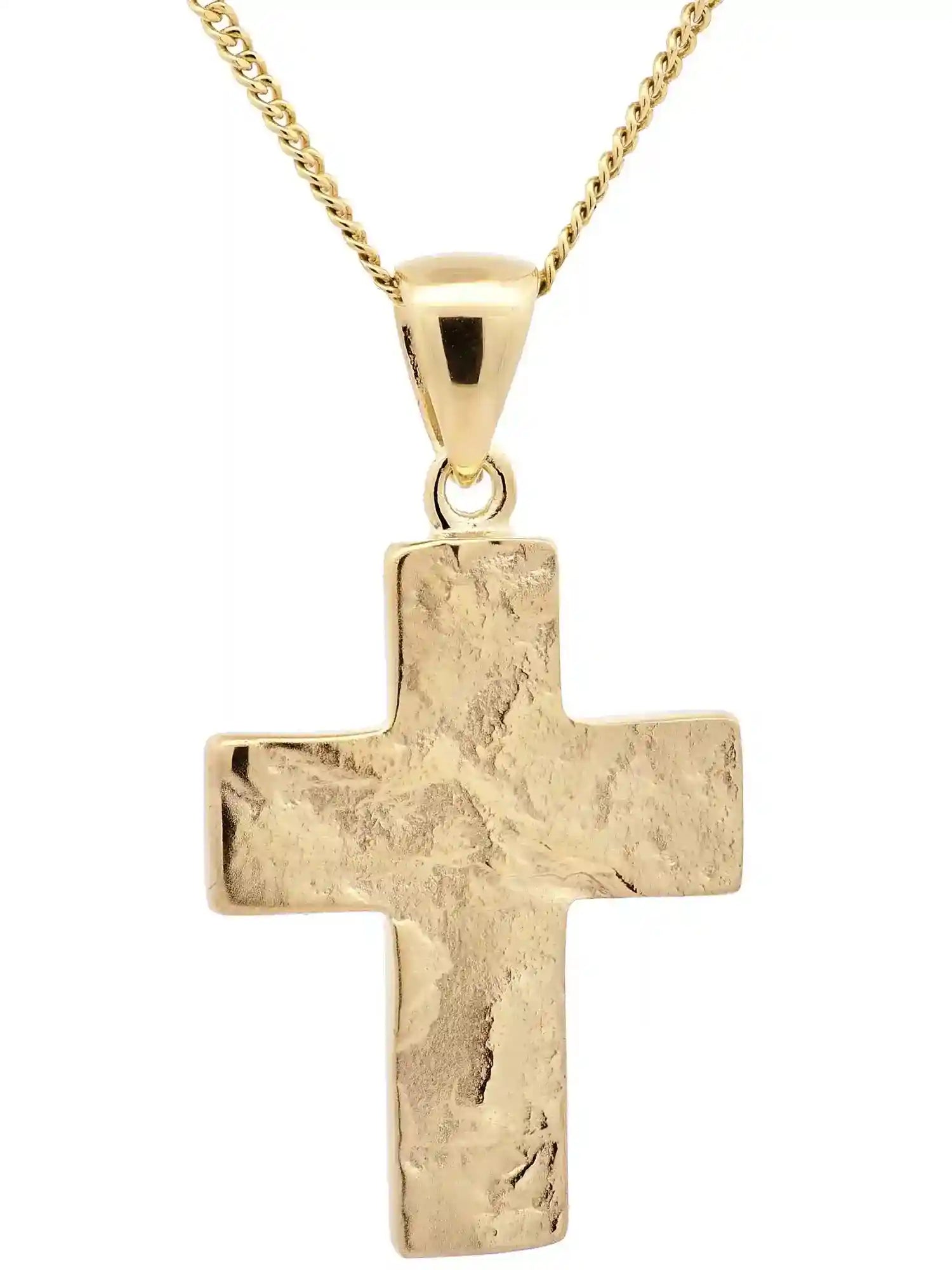 Anhänger Kreuz 333-8 Karat Gold mit vergoldeter Silberkette - Firma Holzenplotz - Silberketten-Goldketten.de 