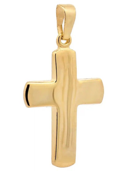 Anhänger Kreuz 333-8 Karat Gold mit vergoldeter Silberkette - Firma Holzenplotz - Silberketten-Goldketten.de 
