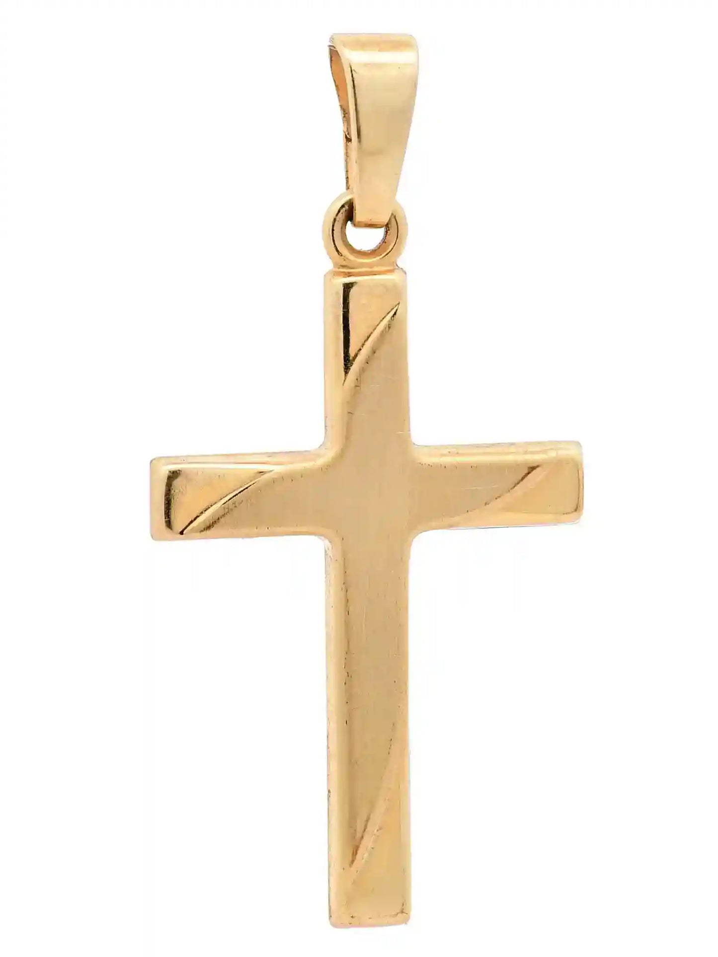 Anhänger Kreuz 333-8 Karat Gold mit vergoldeter Silberkette - Firma Holzenplotz - Silberketten-Goldketten.de 