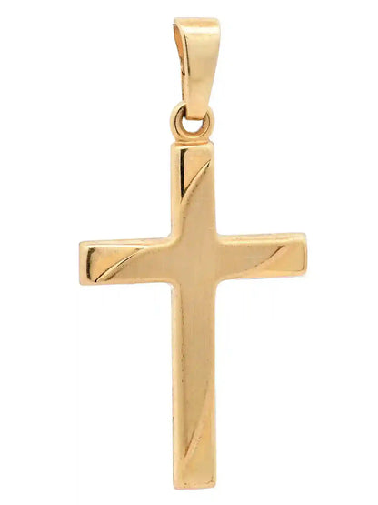 Anhänger Kreuz 333-8 Karat Gold mit vergoldeter Silberkette - Firma Holzenplotz - Silberketten-Goldketten.de 