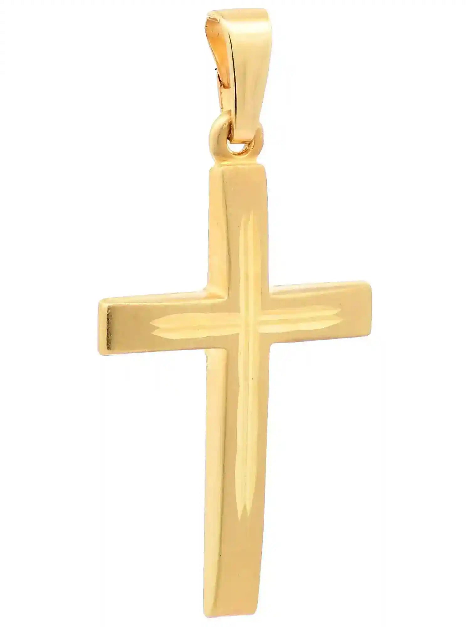 Anhänger Kreuz 333-8 Karat Gold mit vergoldeter Silberkette - Firma Holzenplotz - Silberketten-Goldketten.de 