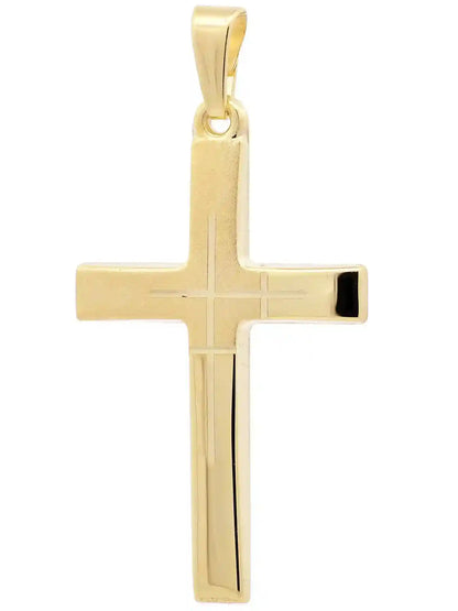 Anhänger Kreuz 333-8 Karat Gold mit vergoldeter Silberkette - Firma Holzenplotz - Silberketten-Goldketten.de 