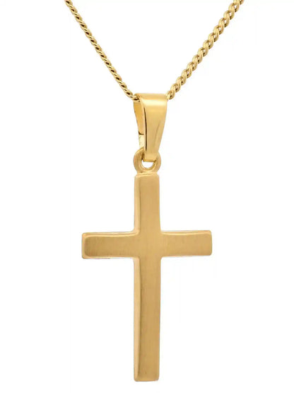 Anhänger Kreuz 333-8 Karat Gold mit vergoldeter Silberkette - Firma Holzenplotz - Silberketten-Goldketten.de 