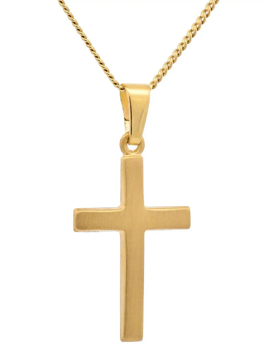 Anhänger Kreuz 333 - 8 Karat Gold mit vergoldeter Silberkette - Firma Holzenplotz - Silberketten - Goldketten.de
