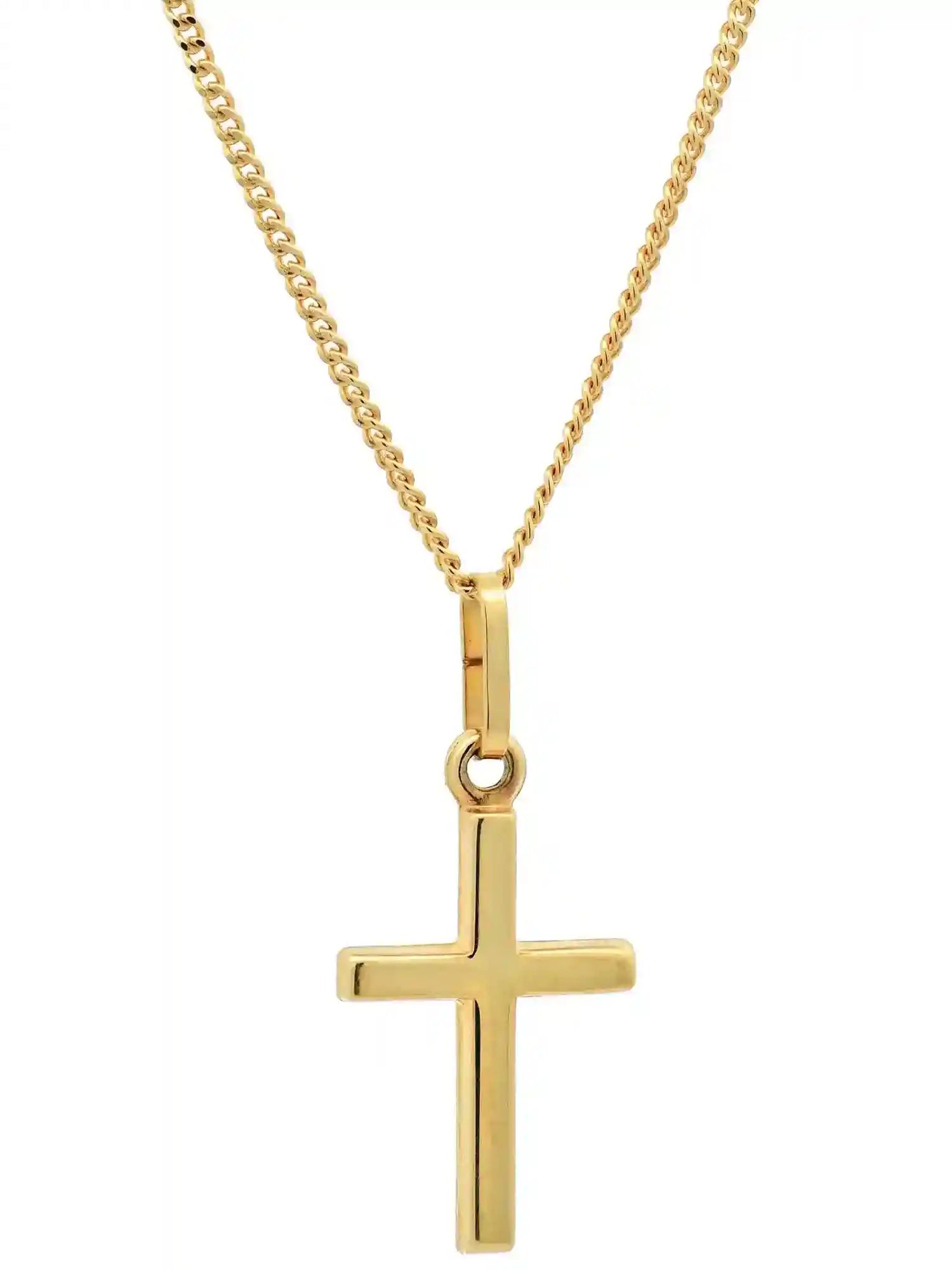 Anhänger Kreuz 333-8 Karat Gold mit vergoldeter Silberkette - Firma Holzenplotz - Silberketten-Goldketten.de 