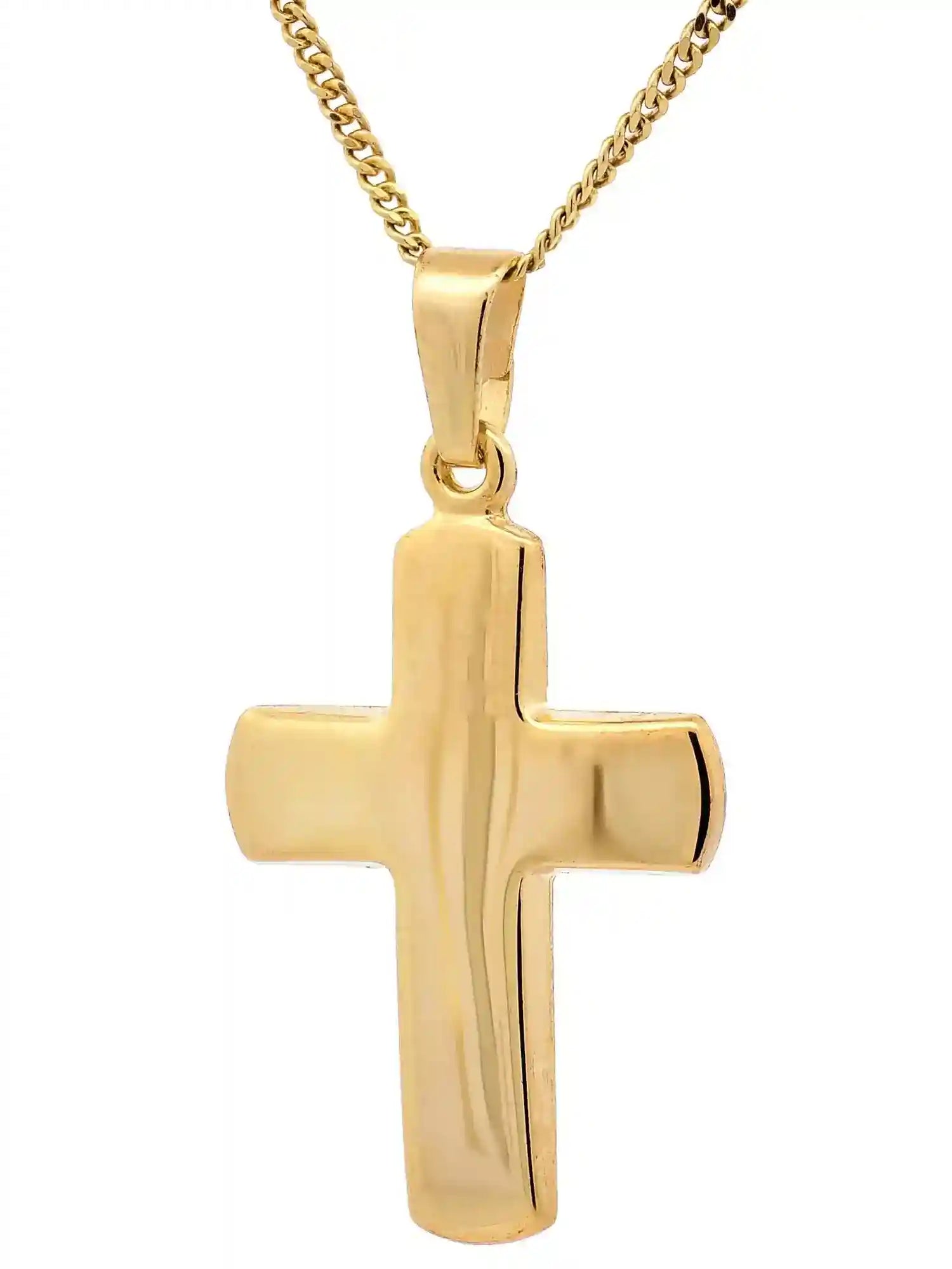 Anhänger Kreuz 333-8 Karat Gold mit vergoldeter Silberkette - Firma Holzenplotz - Silberketten-Goldketten.de 