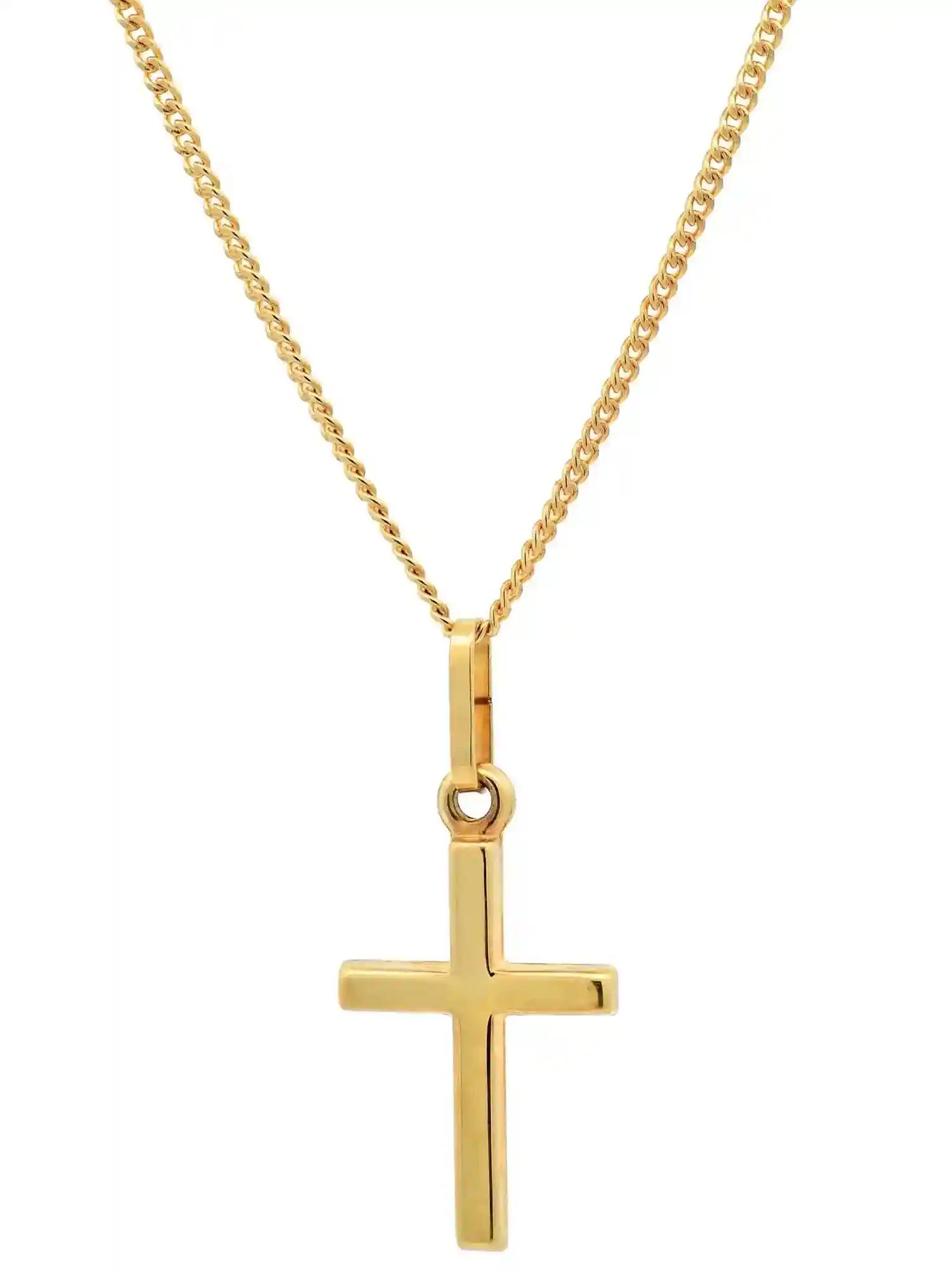 Anhänger Kreuz 333-8 Karat Gold mit vergoldeter Silberkette - Firma Holzenplotz - Silberketten-Goldketten.de 