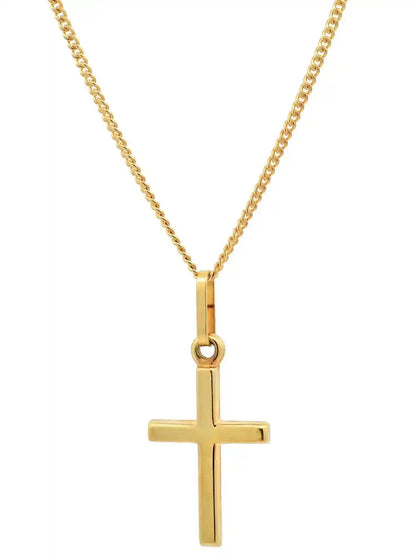 Anhänger Kreuz 333-8 Karat Gold mit vergoldeter Silberkette - Firma Holzenplotz - Silberketten-Goldketten.de 