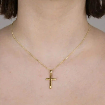 Anhänger Kreuz 333-8 Karat Gold mit vergoldeter Silberkette - Firma Holzenplotz - Silberketten-Goldketten.de 