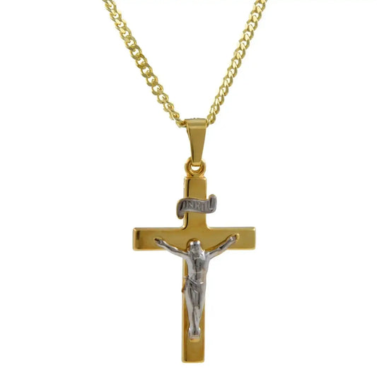 Anhänger Kreuz 585 14 Karat Gold mit massiver Goldkette 2,6 mm