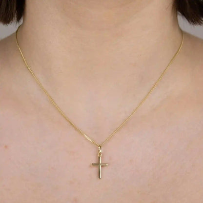 Anhänger Kreuz  585-14 Karat Gold mit vergoldeter Silberkette
