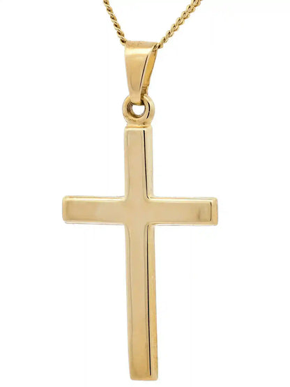 Anhänger Kreuz  585-14 Karat Gold mit vergoldeter Silberkette