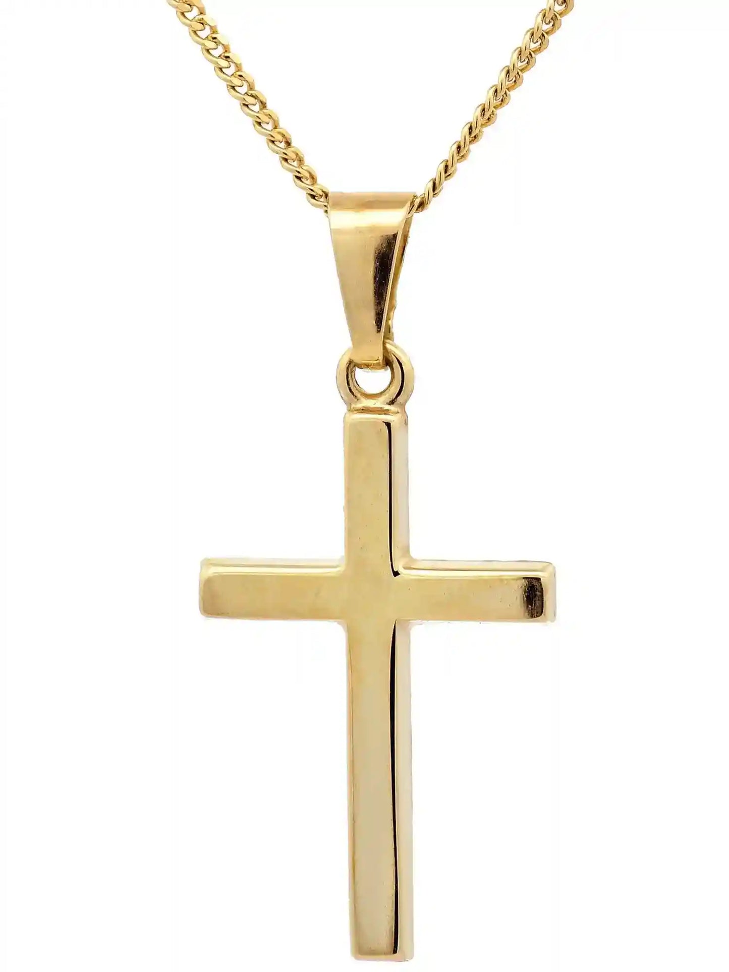 Anhänger Kreuz  585-14 Karat Gold mit vergoldeter Silberkette