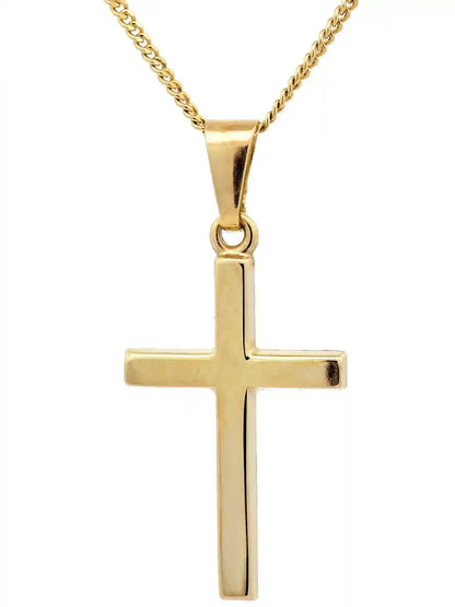 Anhänger Kreuz  585-14 Karat Gold mit vergoldeter Silberkette