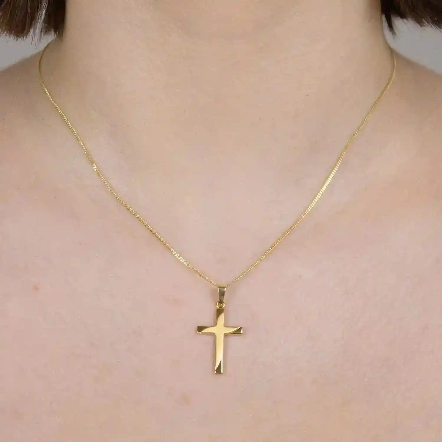 Anhänger Kreuz  585-14 Karat Gold mit vergoldeter Silberkette