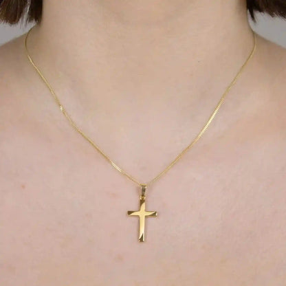 Anhänger Kreuz  585-14 Karat Gold mit vergoldeter Silberkette