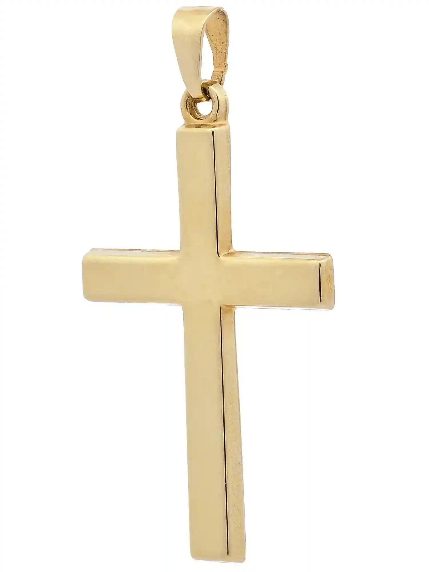 Anhänger Kreuz 585-14 Karat Gold mit vergoldeter Silberkette - Firma Holzenplotz - Silberketten-Goldketten.de 